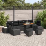 vidaXL Ensemble de Canapés de Jardin 10 Pièces avec Coussins en Rattan Poly Noir