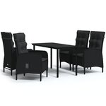 vidaXL Ensemble à manger de jardin avec coussins 5 Pièces Noir