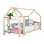 Lit cabane avec étagère 90 x 160 verni