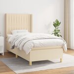 vidaXL Sommier à lattes de lit et matelas Crème 90x190 cm Tissu