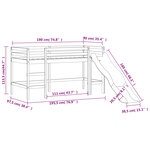 vidaXL Lit mezzanine enfants avec tour blanc/noir 90x190 cm pin massif