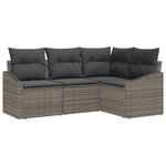 vidaXL Ensemble de Jardin à 4 Pièces avec Coussins Gris Poly Rotin