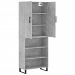 vidaXL Buffet haut Gris béton 69 5x34x180 cm Bois d'ingénierie