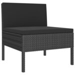 vidaXL Salon de jardin 6 Pièces avec coussins résine tressée noir