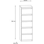Commode CHELSEA 5 tiroirs - 41 8 cm - optique béton clair KILOX et blanc mat