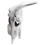 Cabeza de toro montada en la pared en plata de 34x13x53 cm de aluminio
