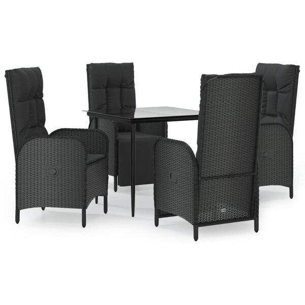 vidaXL Ensemble à manger de jardin coussins 5Pièces Noir Résine tressée