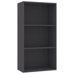 vidaXL Bibliothèque à 3 niveaux Gris 60x30x114 cm Aggloméré
