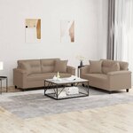 vidaXL Ensemble de canapés 2 Pièces avec coussins cappuccino similicuir