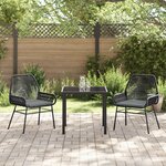 vidaXL Ensemble de repas de jardin de 3 pièces avec coussins en rattan poly noir