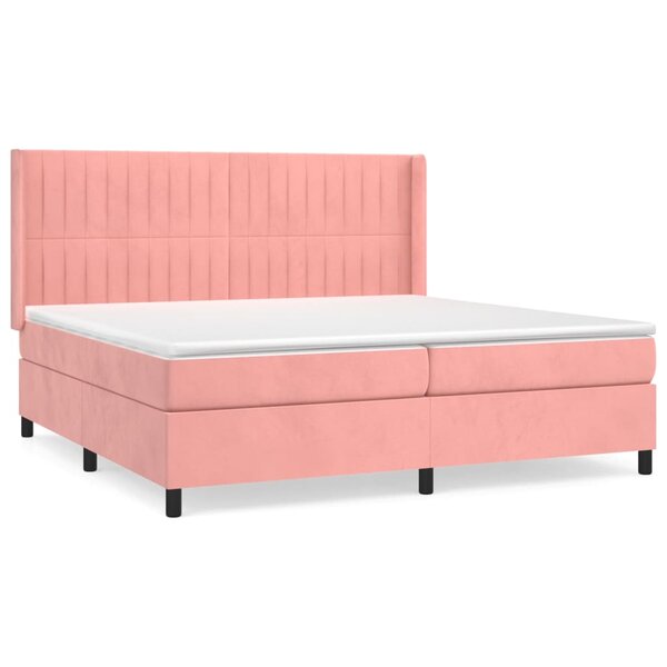 vidaXL Sommier à lattes de lit avec matelas Rose 200x200 cm Velours