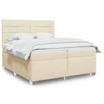 vidaXL Sommier à lattes de lit avec matelas Crème 200x200 cm Tissu