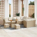 Ensemble de Canapé de Jardin 12 Pièces avec Coussins Beige