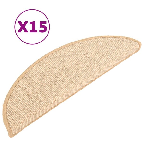 vidaXL Tapis de marches d'escalier 15 Pièces Crème 65x21x4 cm