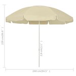 vidaXL Parasol de plage jaune sable 240 cm