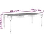 vidaXL Table Batavia 200x100x75 cm Bois de teck solide