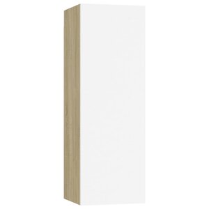 vidaXL Meuble TV Blanc et chêne sonoma 30 5x30x90 cm Bois d’ingénierie