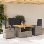 vidaXL Ensemble à manger jardin 4Pièces et coussins Gris Résine tressée