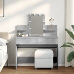 vidaXL Coiffeuse avec LED gris béton 100x40x130 cm