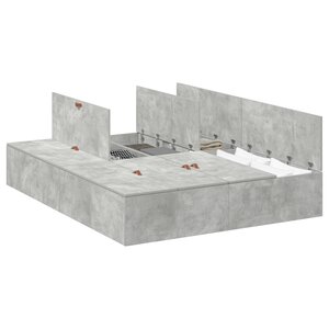 Cadre de lit de rangement vidaXL Gris béton 135x190 cm