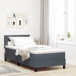 vidaXL Lit Box Spring avec Matelas & LED Gris Foncé 90x190 cm Velours