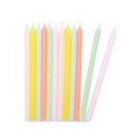 12 bougies longues pastel - 12 cm