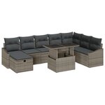 vidaXL Ensemble de canapé de jardin 9 pièces avec coussins Gris Poly Rotin