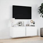 vidaXL Meuble TV mural avec lumières LED blanc 100x31x35 cm