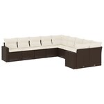 vidaXL Salon de jardin 10 Pièces avec coussins marron résine tressée