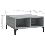 vidaXL Table basse sonoma gris 60x60x30 cm bois d'ingénierie