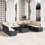 vidaXL Ensemble de Sofa de Jardin 11 Pièces avec Coussins Noir Rattan Poly