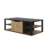 Table basse bar Dakota - Décor Noir et chêne 110 x 60 x Hauteur 38 cm