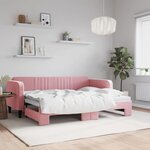 vidaXL Lit de jour avec gigogne sans matelas rose 80x200 cm