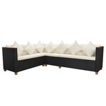 Salon de jardin meuble d'extérieur ensemble de mobilier 4 pièces avec coussins résine tressée noir 02_0016205