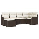 Ensemble de Salon de Jardin vidaXL 6 Pièces avec Coussins Marron Rattan Poly