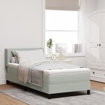Lit à ressort avec matelas vidaXL Gris clair 90x200 cm Velours