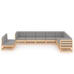 Salon de jardin meuble d'extérieur ensemble de mobilier 10 pièces avec coussins bois de pin massif 02_0015002