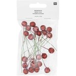 24 Baies rouges décoratives à paillettes 8 cm