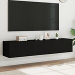 vidaXL Meubles TV muraux avec lumières LED 2 Pièces noir 80x35x31 cm