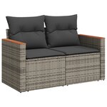 Canapé de jardin de 11 pièces vidaXL avec coussins en gris poly rattan acacia