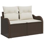 Ensemble de Salon de Jardin vidaXL 6 Pièces avec Coussins Marron Rattan Poly