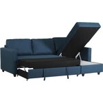 Canapé d'angle convertible réversible 3 places CATS - Tissu bleu - 222 x 150 x 86 cm