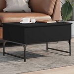 vidaXL Table basse noir 70x50x40 cm bois d'ingénierie et métal