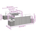 vidaXL Ensemble repas jardin 6 pièces avec coussins Gris Poly Rotin Acacia