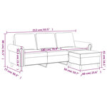 vidaXL Canapé à 3 places avec repose-pieds Crème 180 cm Velours