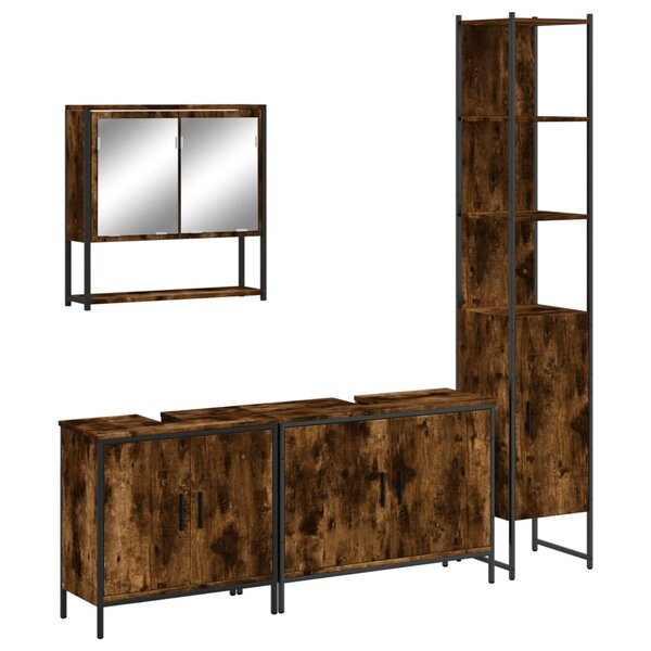 vidaXL Ensemble de meubles de salle de bain 4 Pièces Chêne fumé Bois