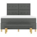 vidaXL Lit à ressorts avec Matelas & Banc Gris Foncé 160x200 cm Tissu