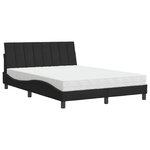 vidaXL Lit avec matelas noir 140x200 cm velours
