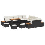 vidaXL Ensemble de canapé de jardin 14 pièces avec coussins Rattan Poly Noir