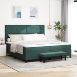 vidaXL Lit à ressorts avec matelas & banc vert foncé 200x200 cm velours